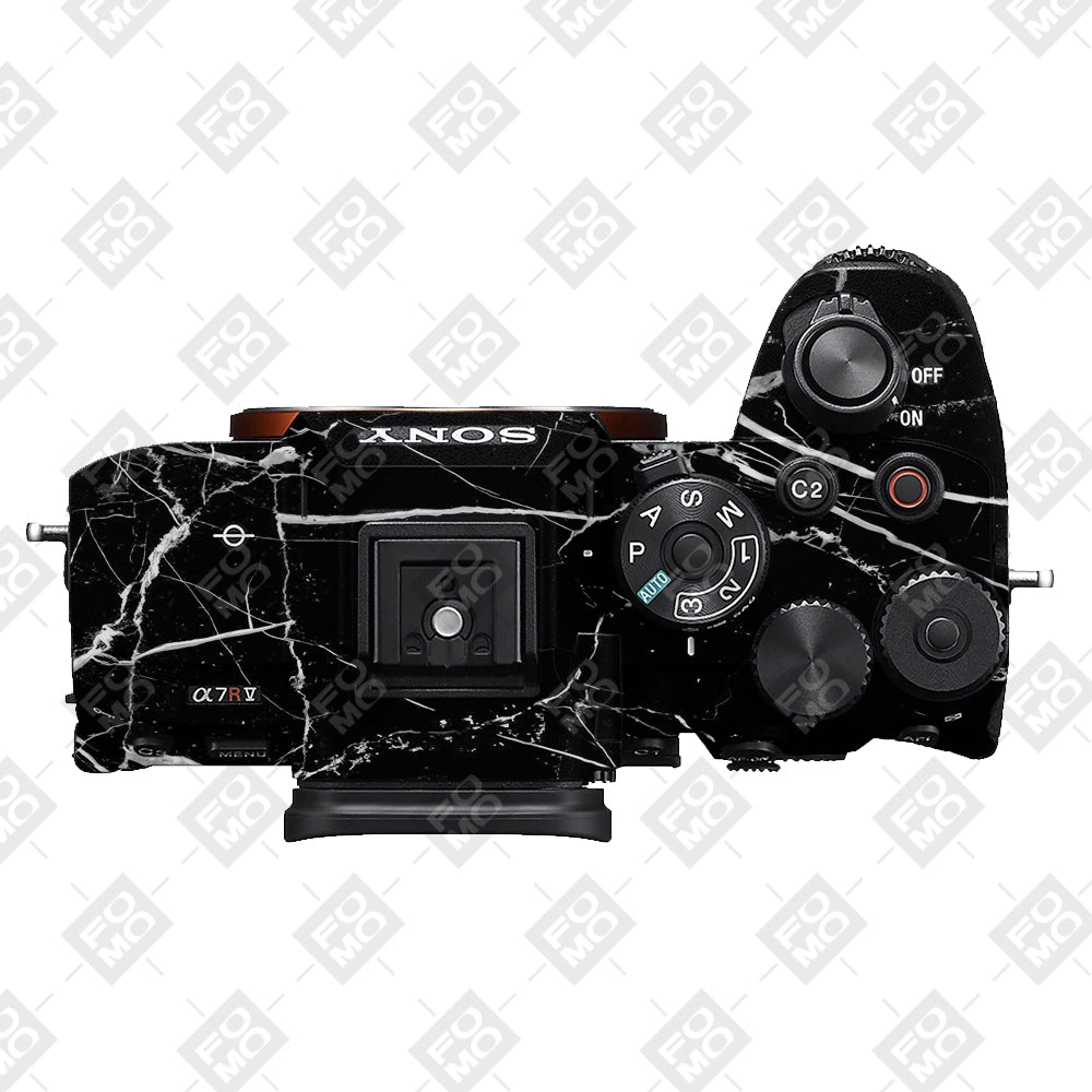 White Veins on Black Sony A7RV Camera Skins