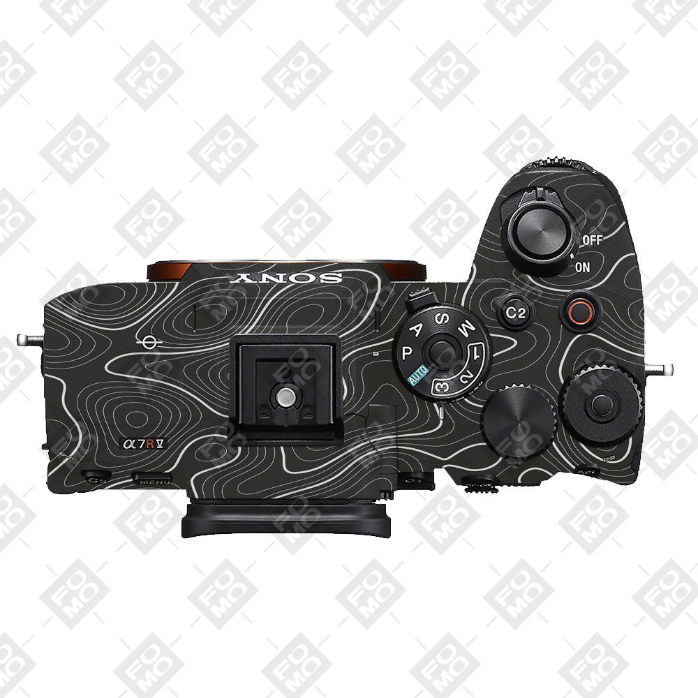 Grayscale Topographic Lines Sony A7RV Camera Skins