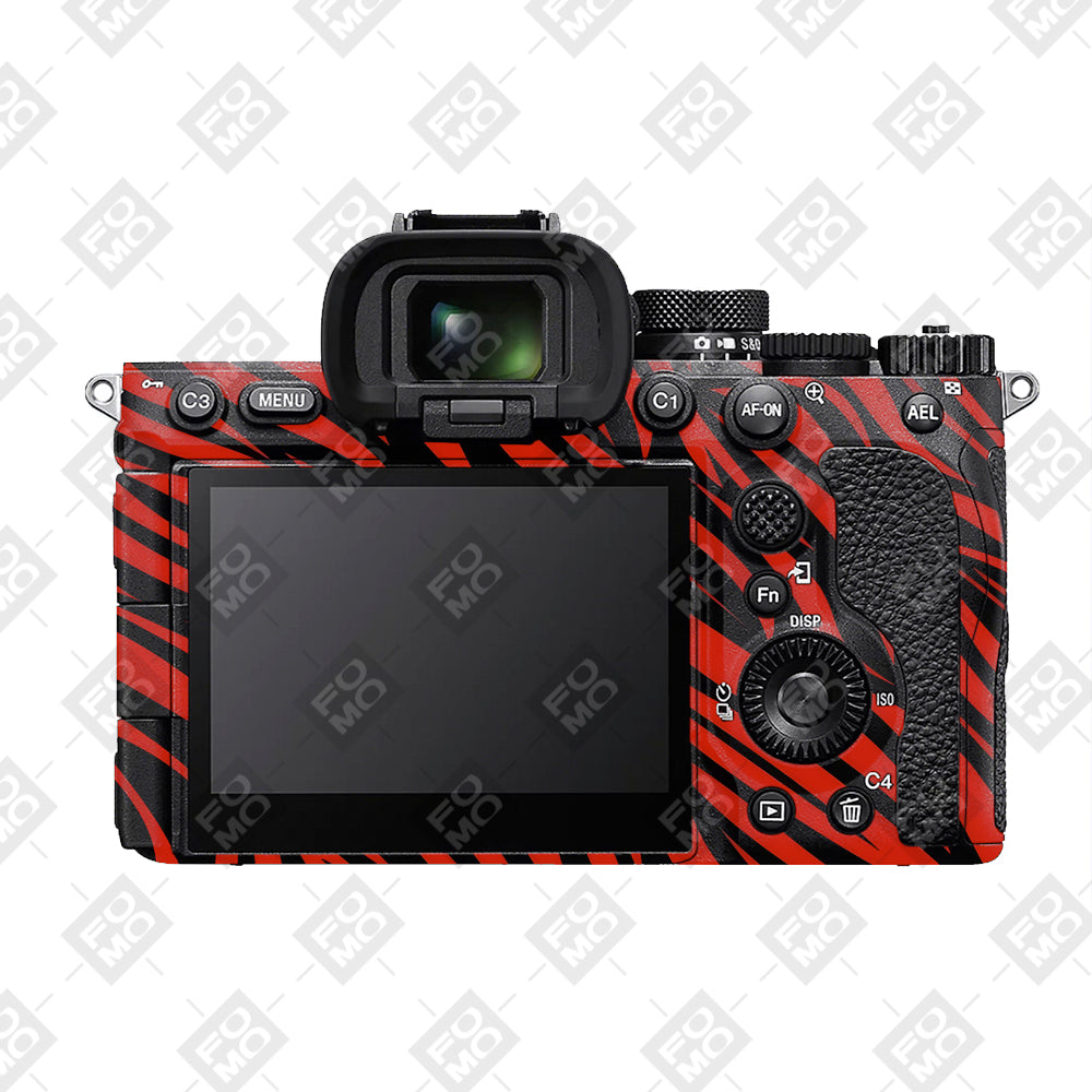 Red and Black Stripes Sony A7RV Camera Skins