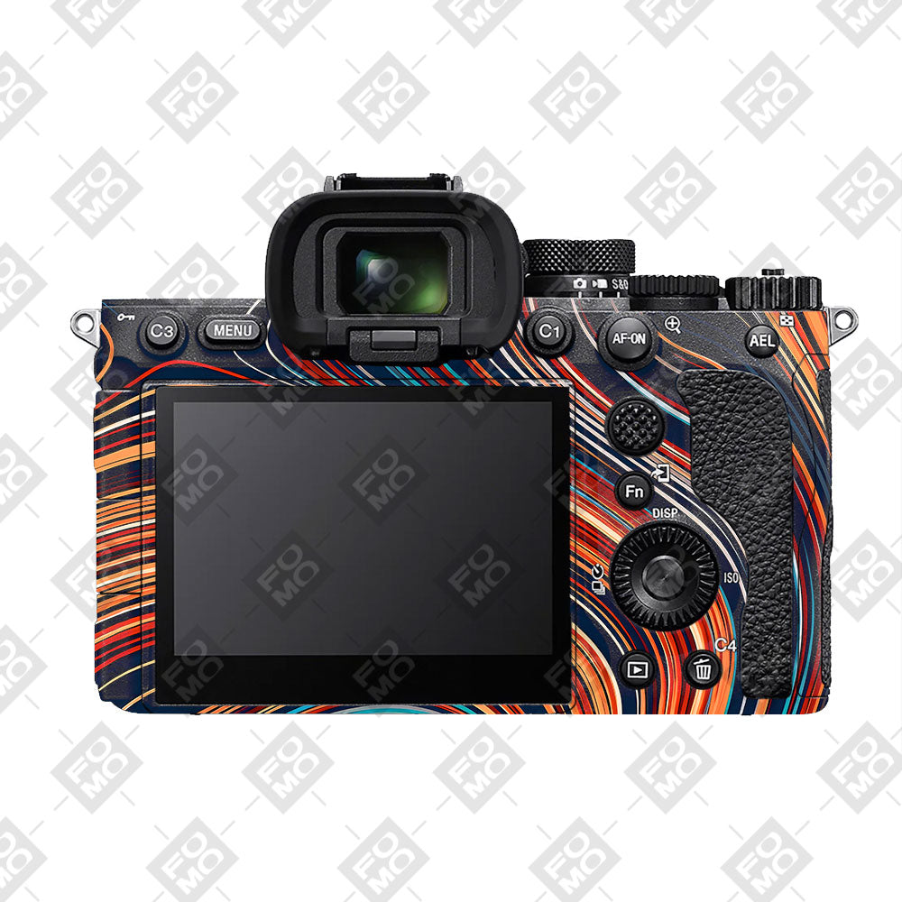 Retro Abstract Striped Swirl Sony A7RV Camera Skin