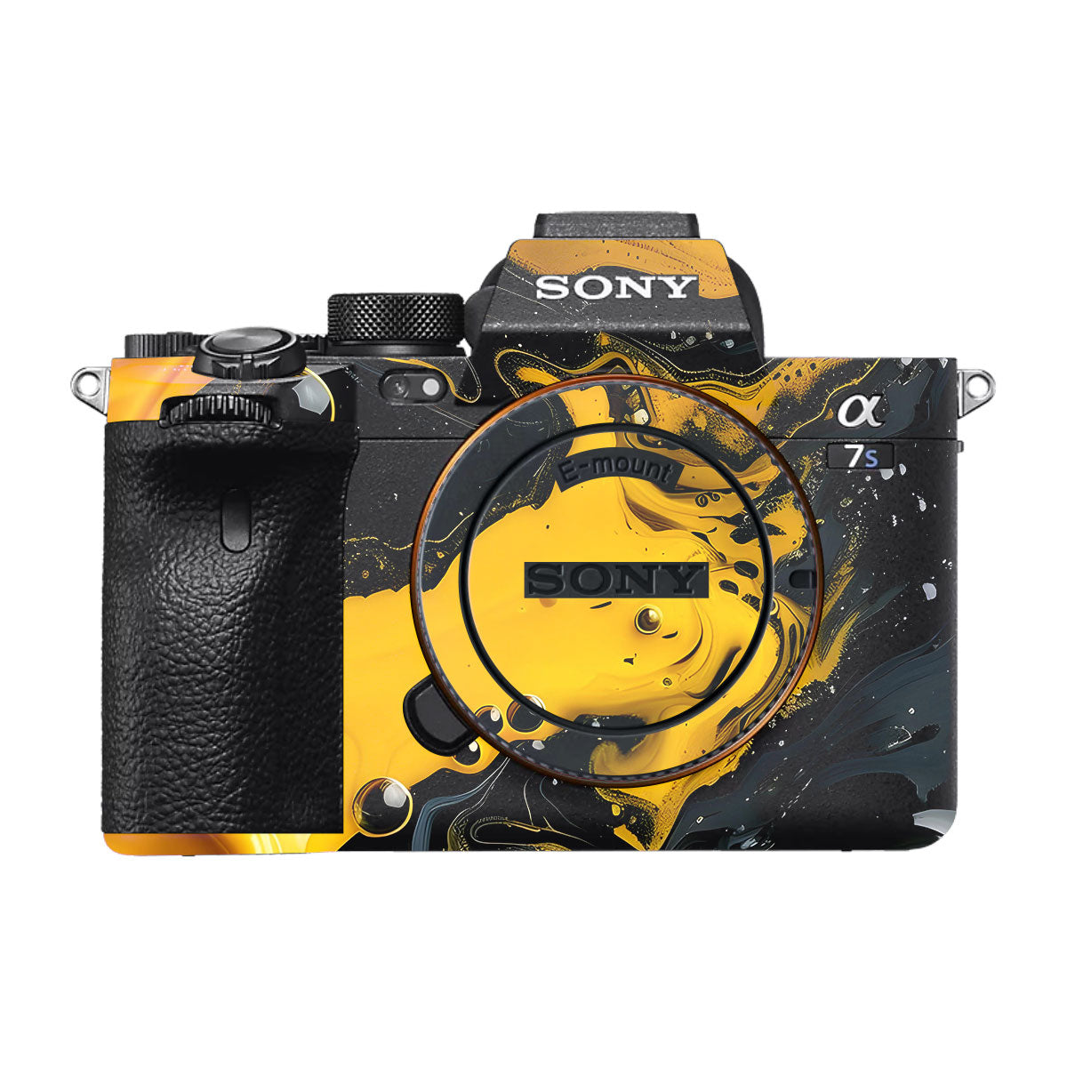Yellow and Black Paint Swirls Sony A7S III Camera Skin