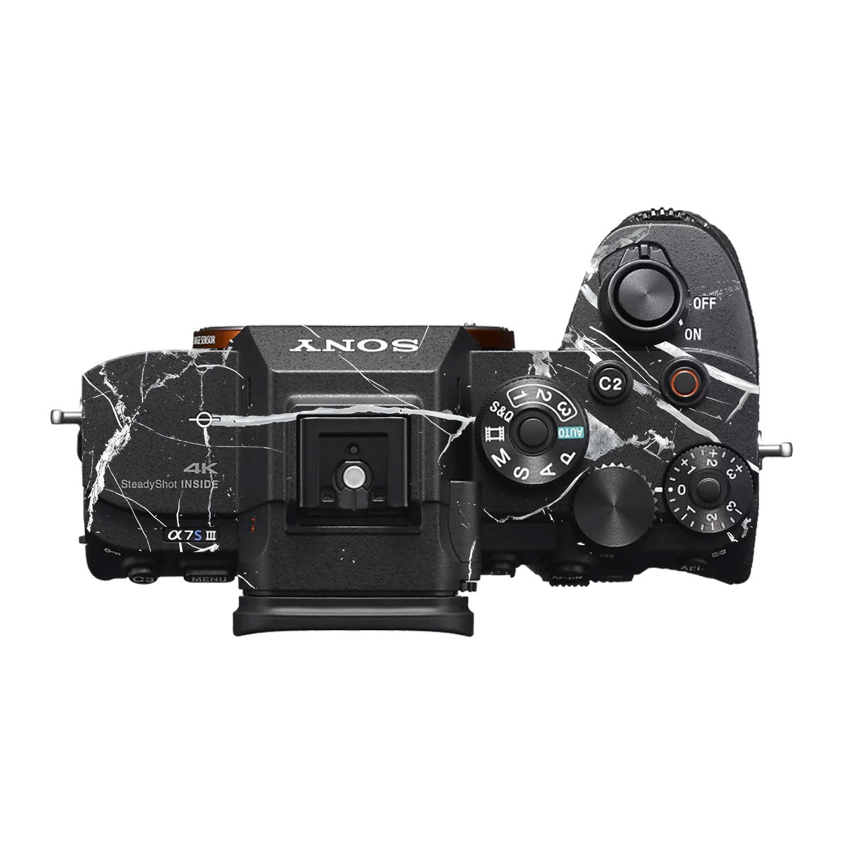 White Veins on Black Sony A7S III Camera Skin