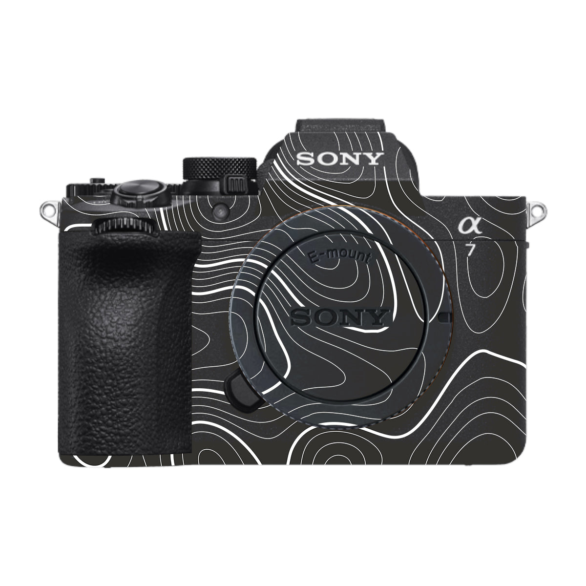 Grayscale Topographic Lines Sony A7 V Camera Skin