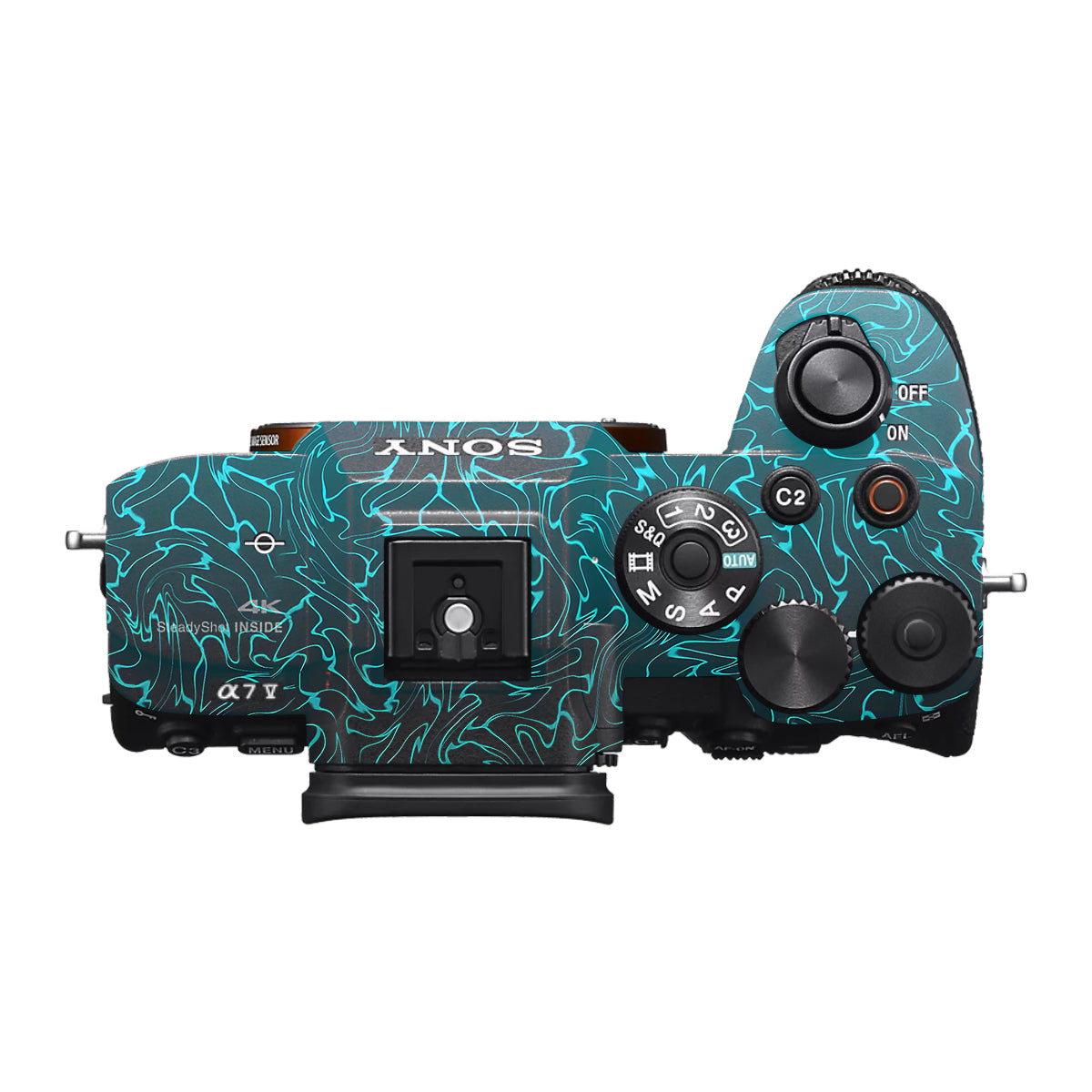 Cyan Blue to Black Gradient Sony A7 V Camera Skin