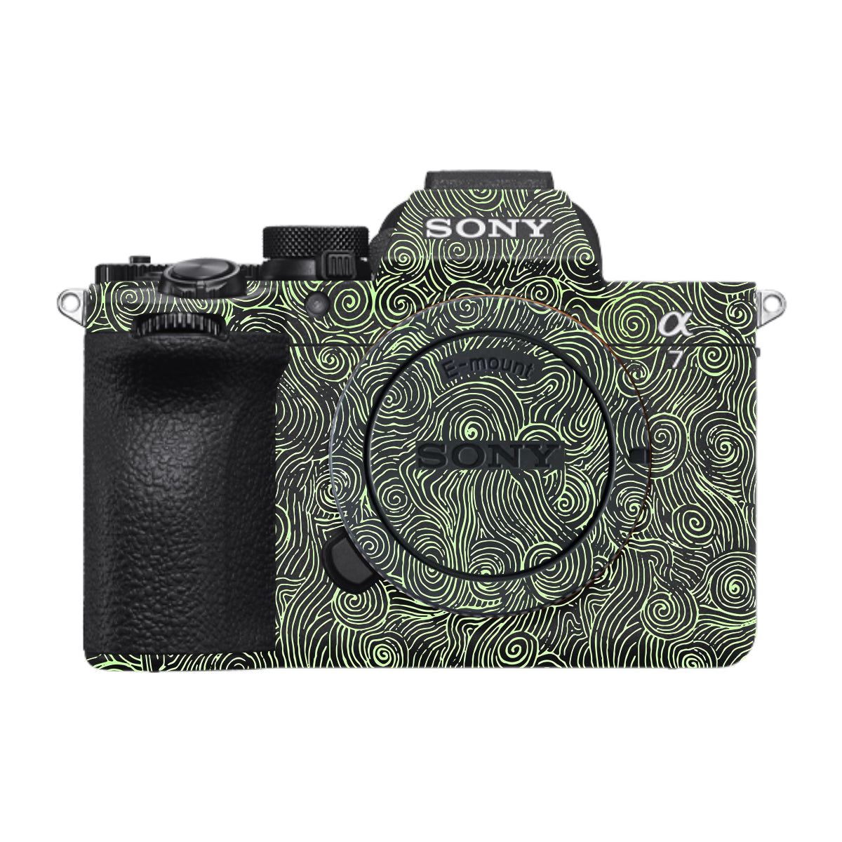 Green Spirals Sony A7 V Camera Skin