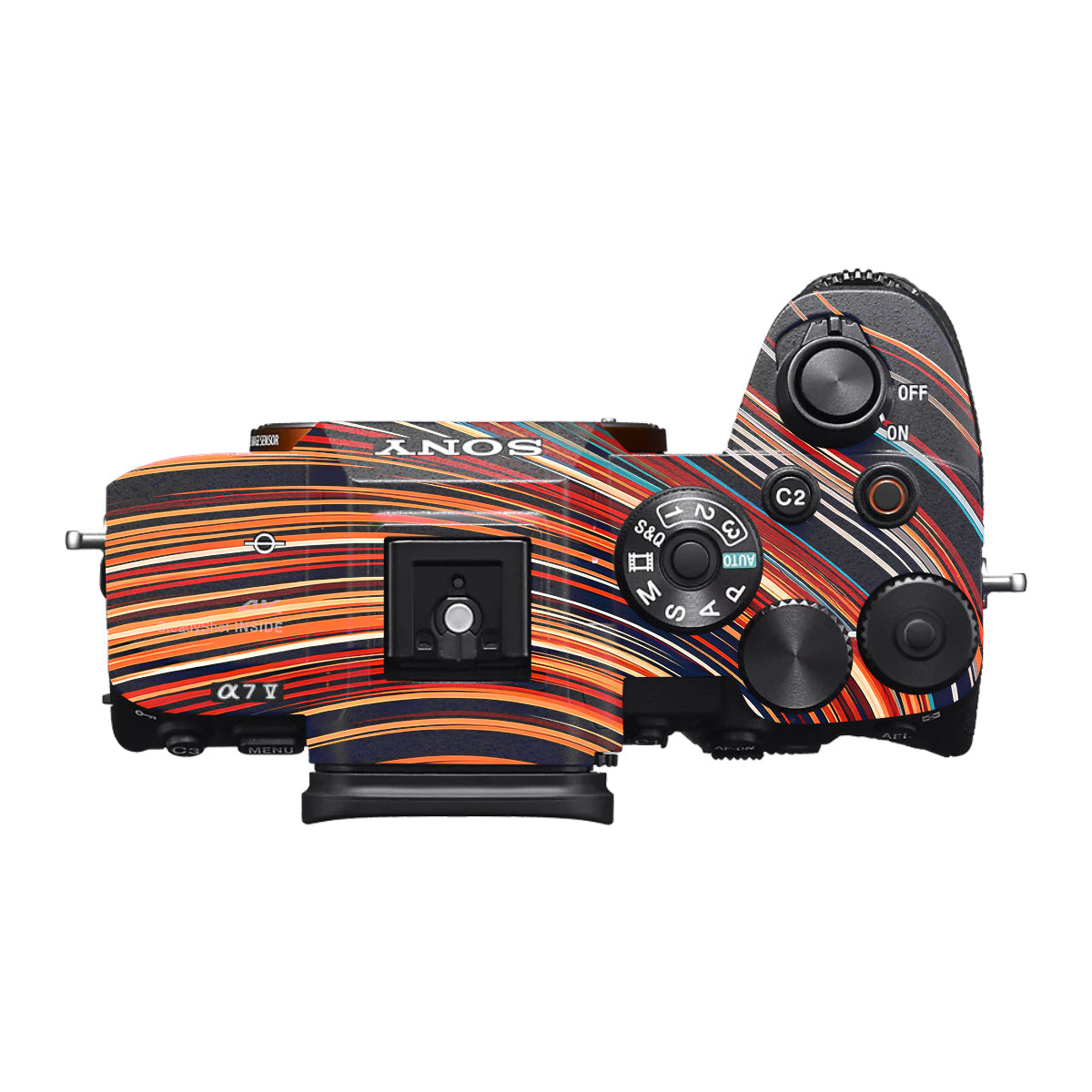 Retro Abstract Striped Swirl Sony A7 V Camera Skin