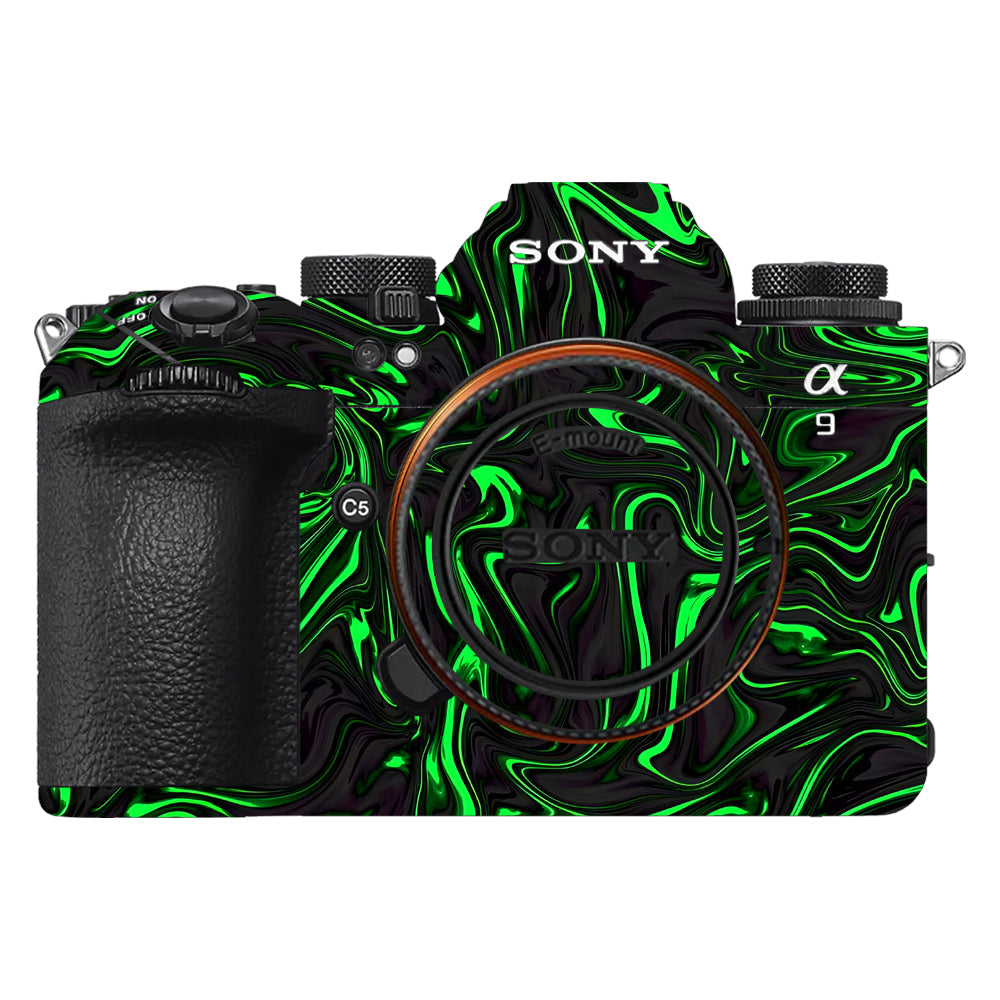 Green Liquid Pattern Sony A9III Camera Skins