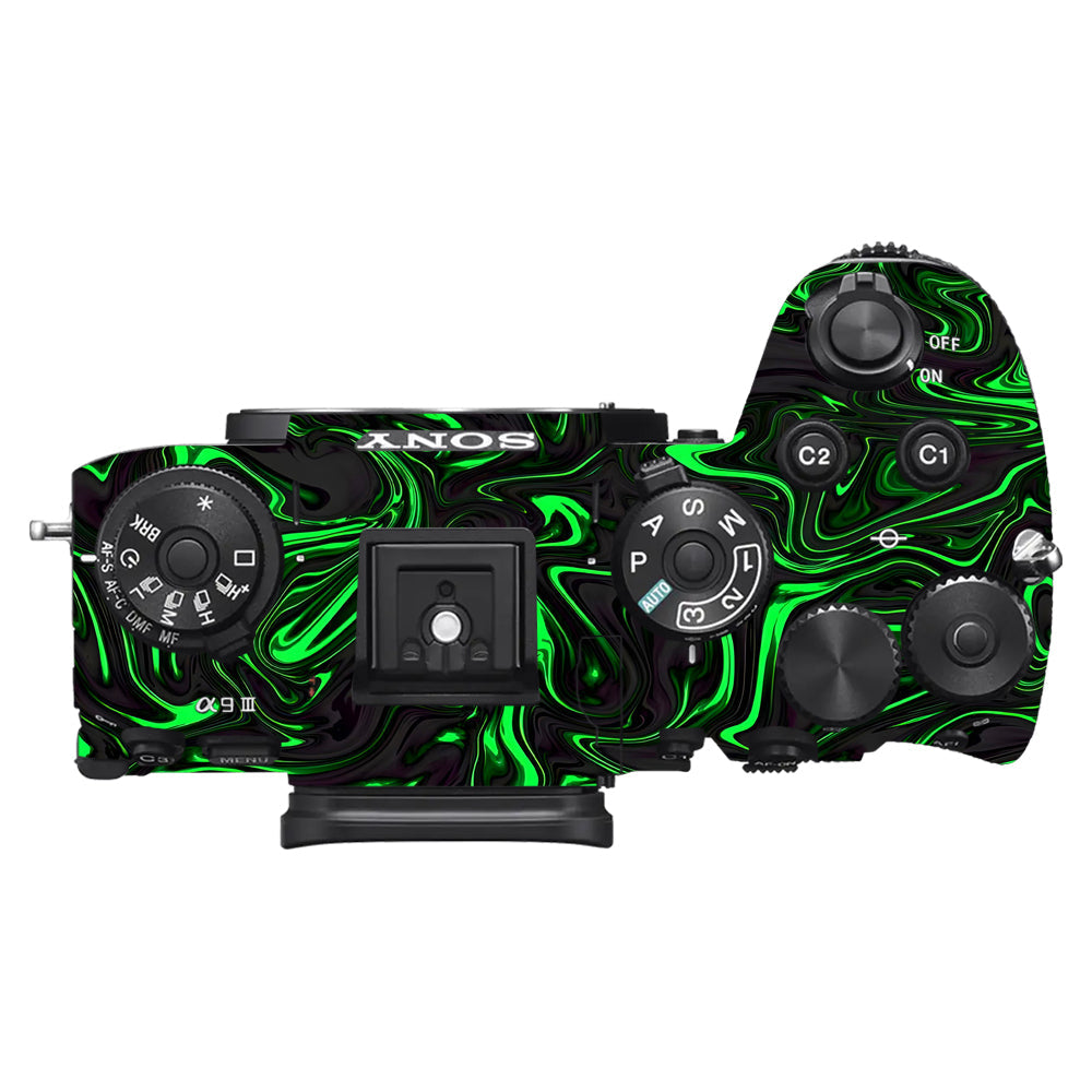 Green Liquid Pattern Sony A9III Camera Skins