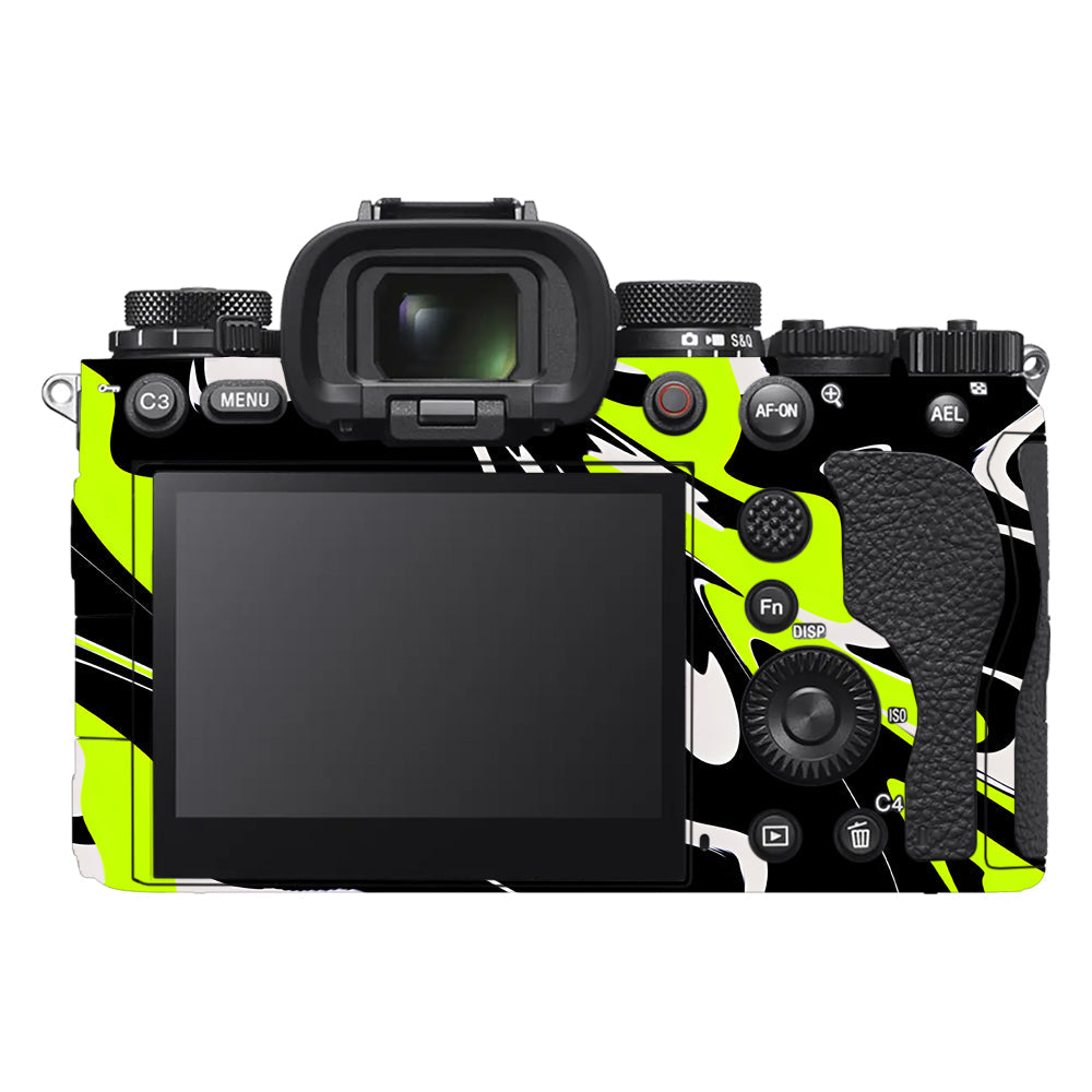 Neon Green and Black Pattern Sony A9III Camera Skins