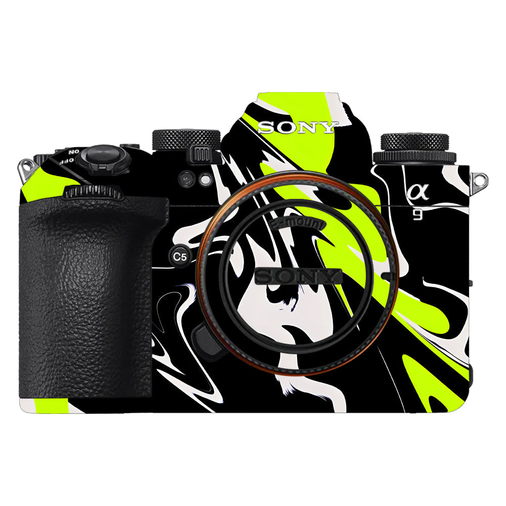 Neon Green and Black Pattern Sony A9III Camera Skins