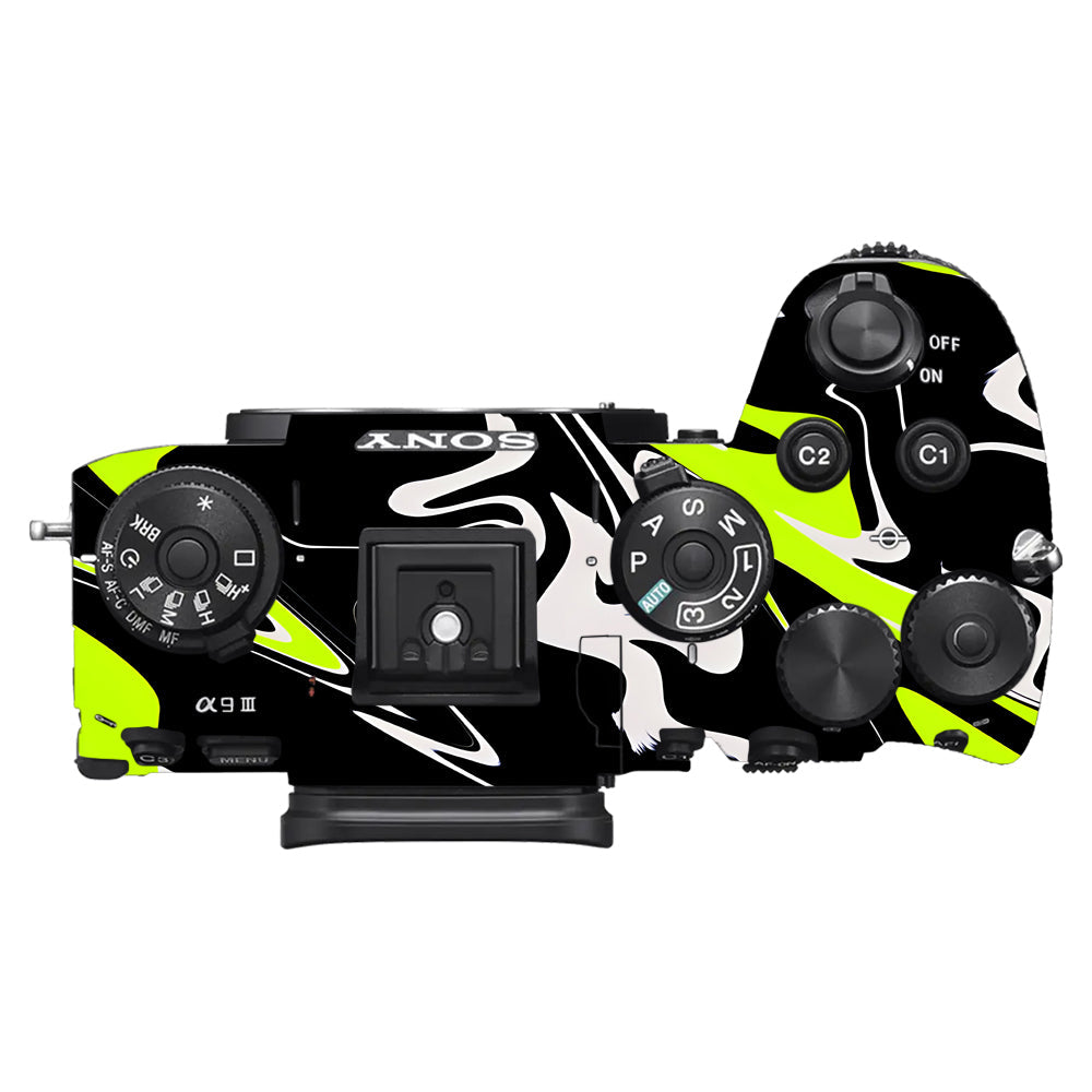Neon Green and Black Pattern Sony A9III Camera Skins