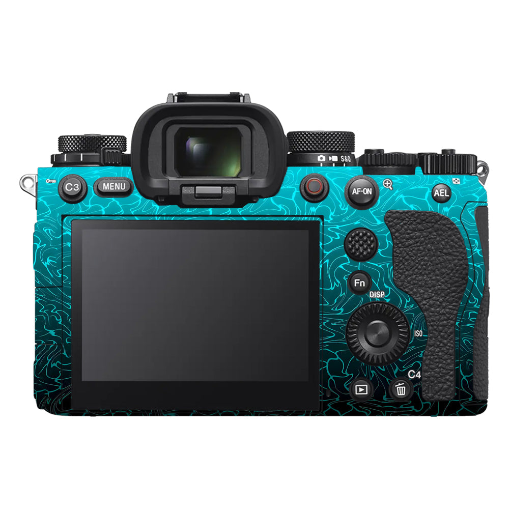 Cyan Blue to Black Gradient Sony A9III Camera Skins