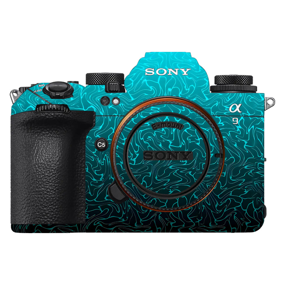 Cyan Blue to Black Gradient Sony A9III Camera Skins