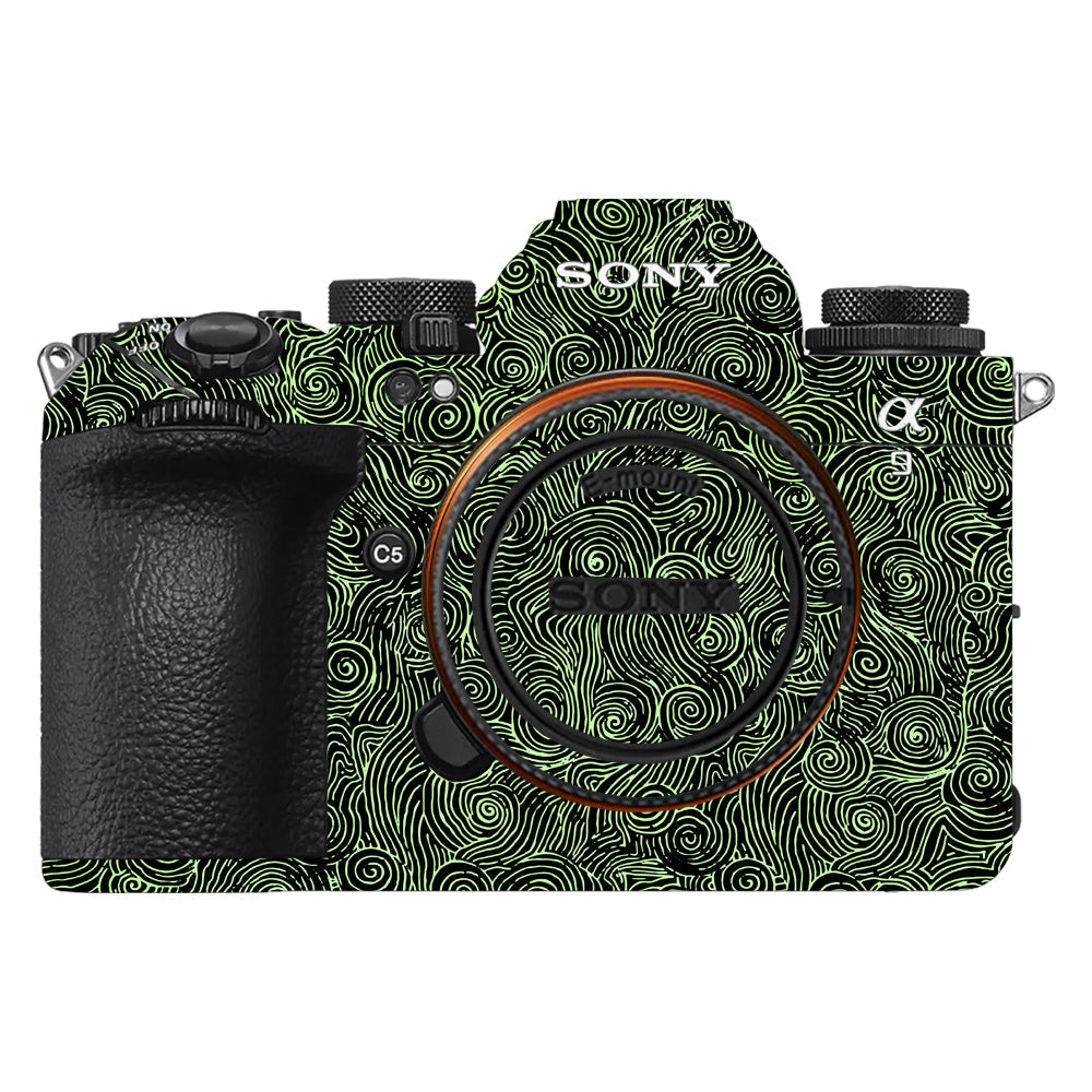 Green Spirals Sony A9III Camera Skins