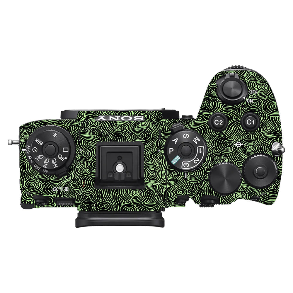 Green Spirals Sony A9III Camera Skins