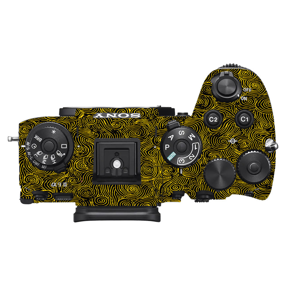 Yellow Spirals Sony A9III Camera Skins