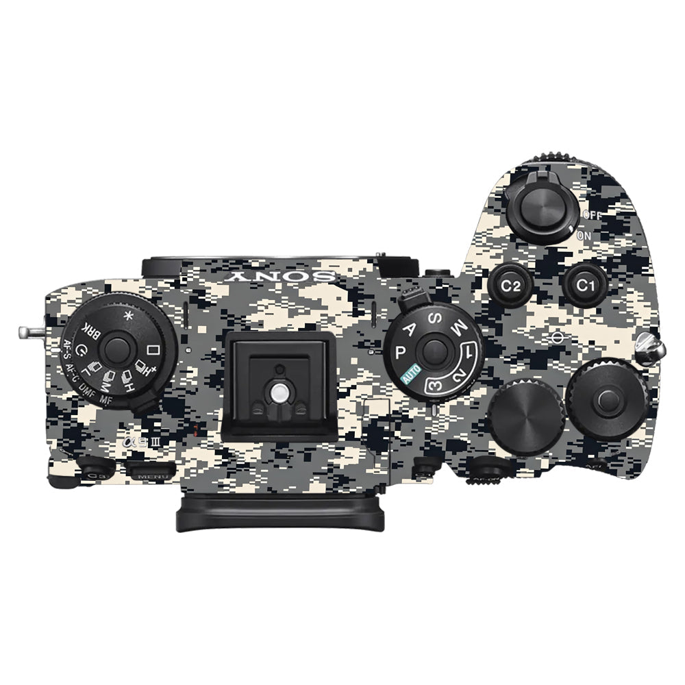 Grey Black Pixel Sony A9III Camera Skins