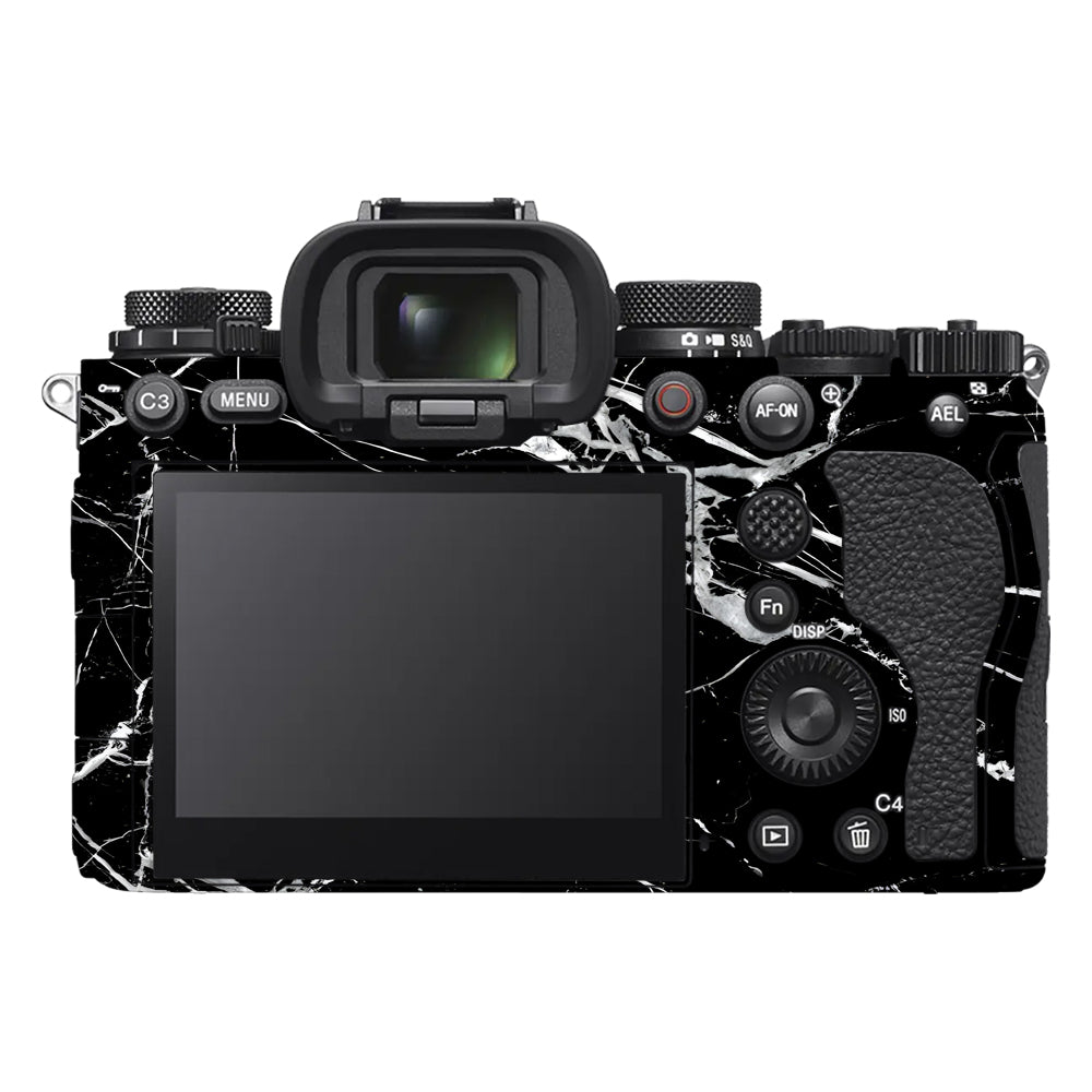 White Veins on Black Sony A9III Camera Skins