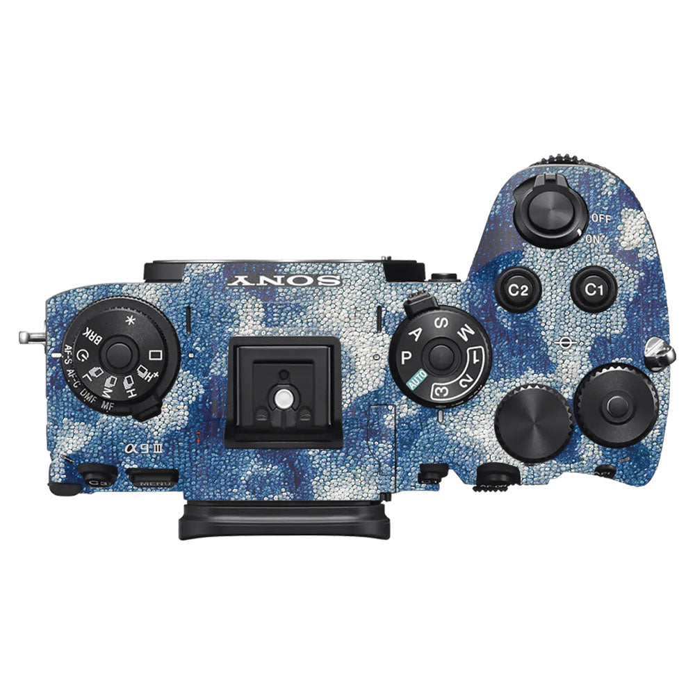 Blue Watercolor Fabric Sony A9III Camera Skin