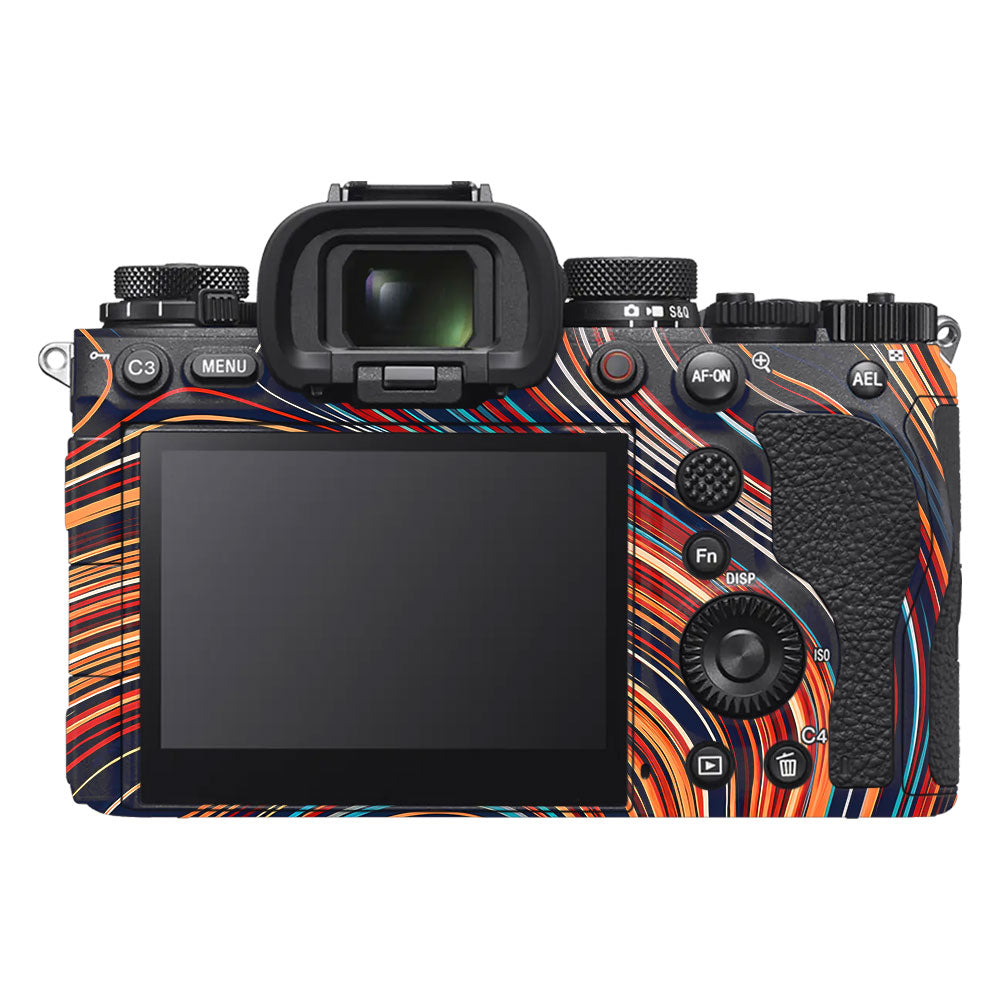 Retro Abstract Striped Swirl Sony A9III Camera Skin