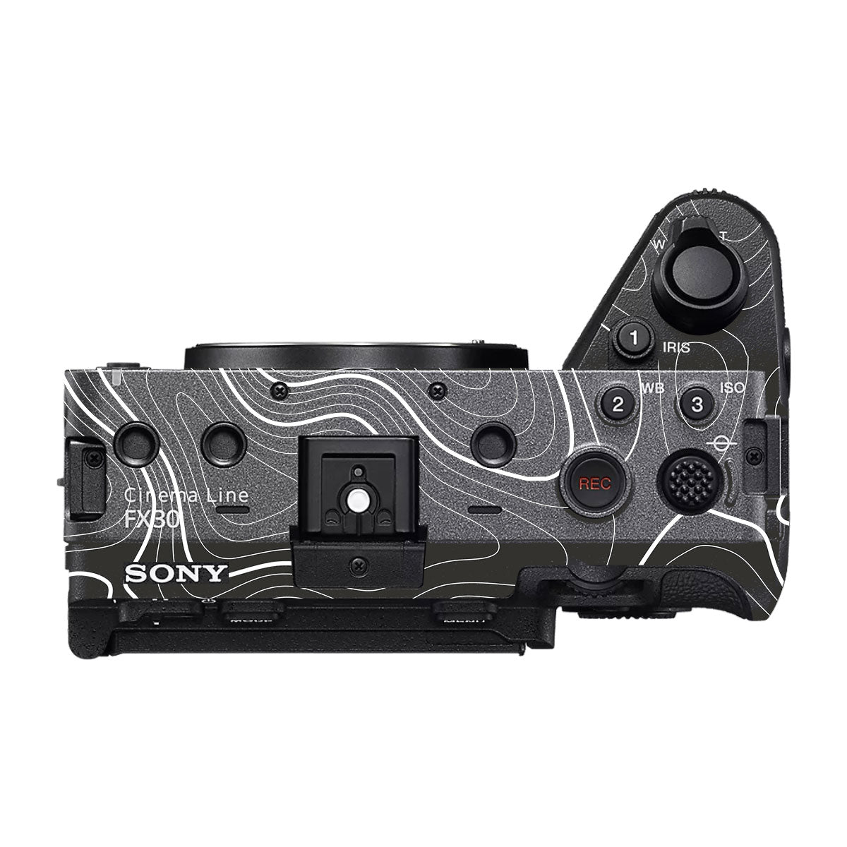 Grayscale Topographic Lines Sony FX30 Camera Skin
