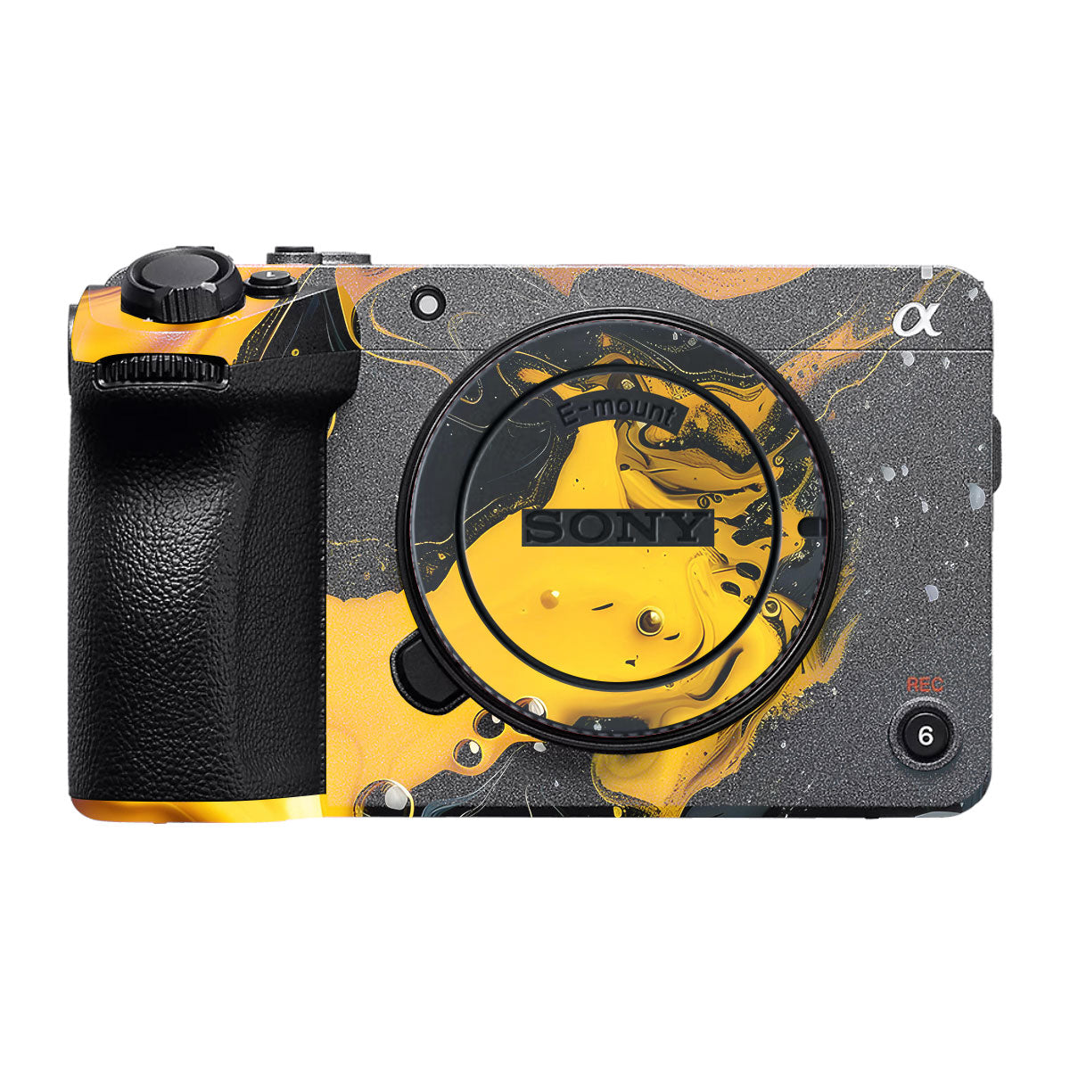 Yellow and Black Paint Swirls Sony FX30 Camera Skin