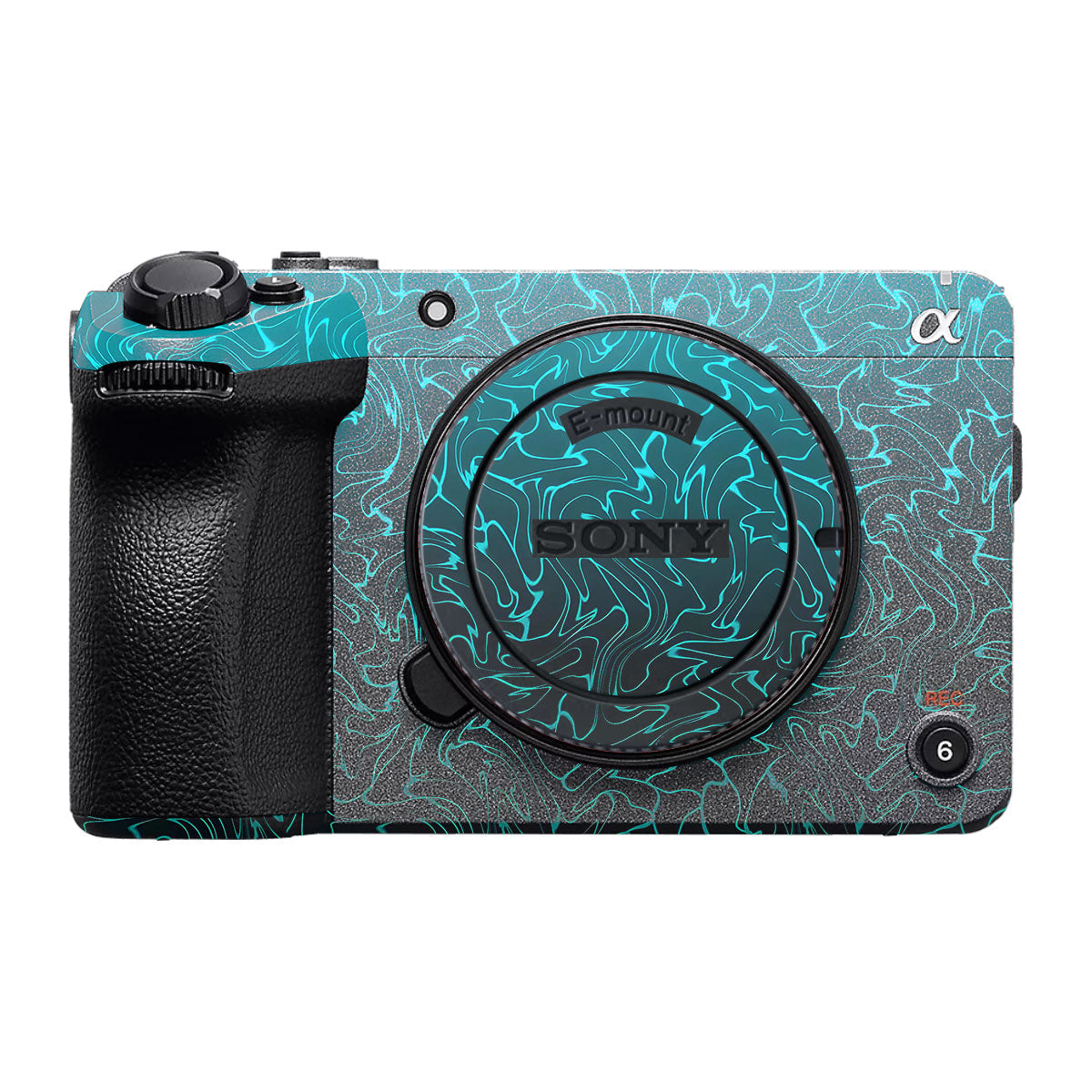 Cyan Blue to Black Gradient Sony FX30 Camera Skin