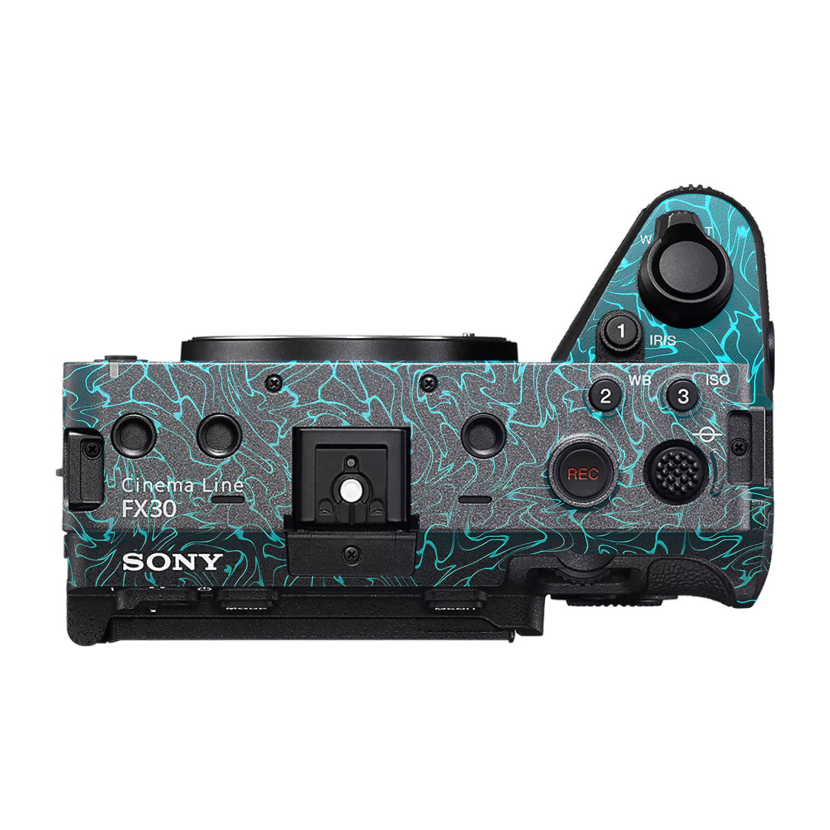 Cyan Blue to Black Gradient Sony FX30 Camera Skin
