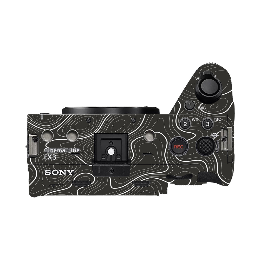 Grayscale Topographic Lines Sony FX3 Camera Skins