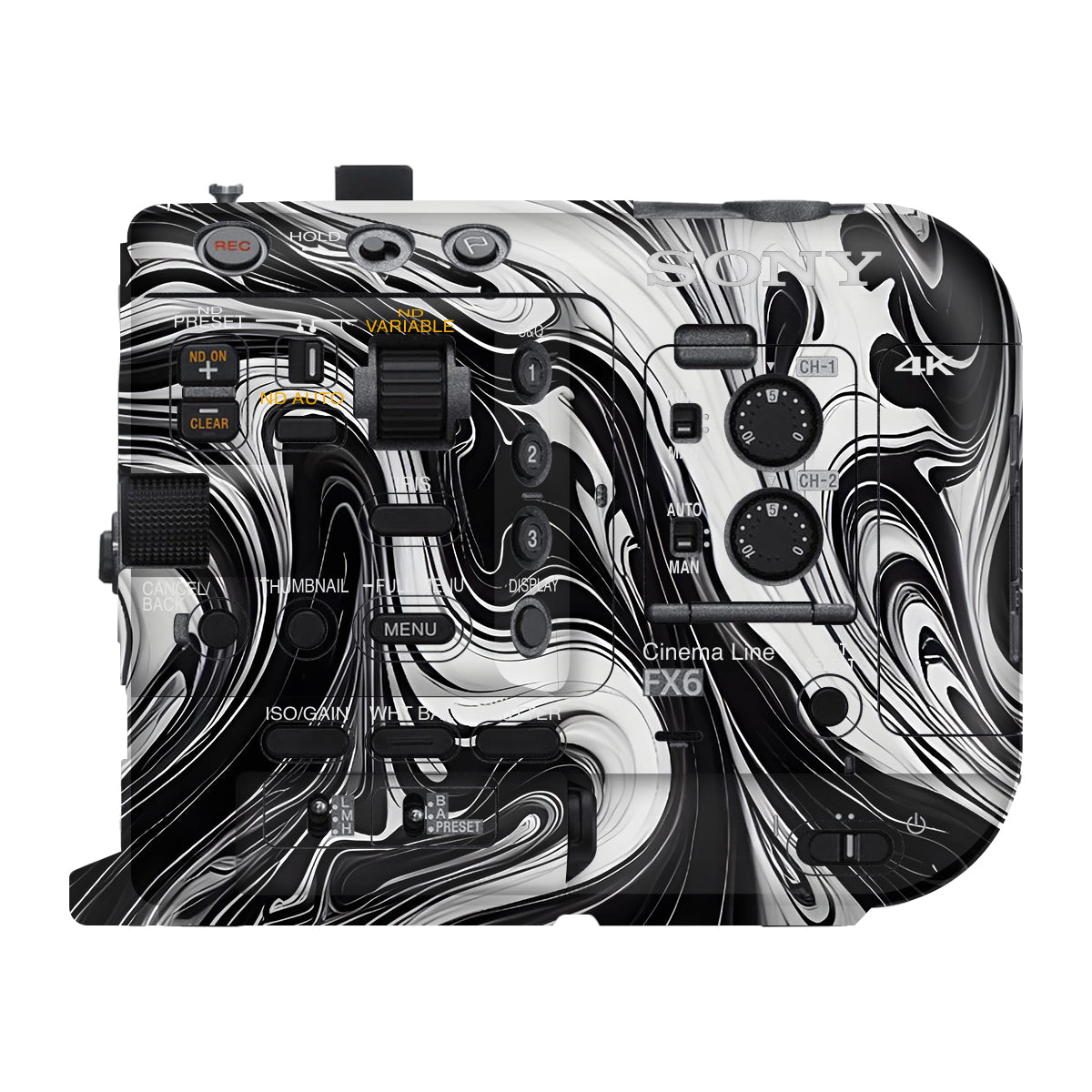 Black and White Marble Sony FX6 Camera Skin