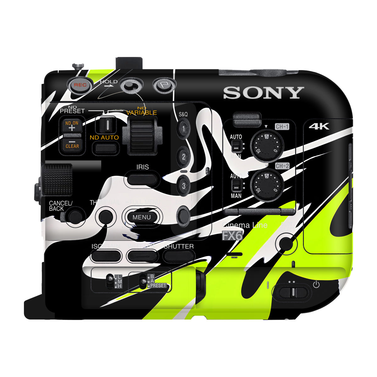 Neon Green and Black Pattern Sony FX6 Camera Skin
