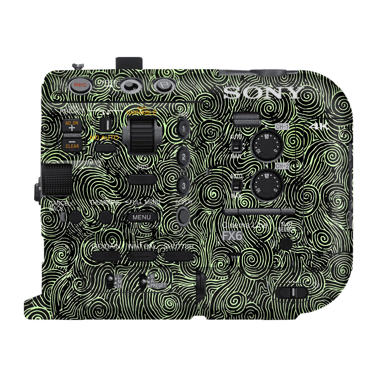 Green Spirals Sony FX6 Camera Skin