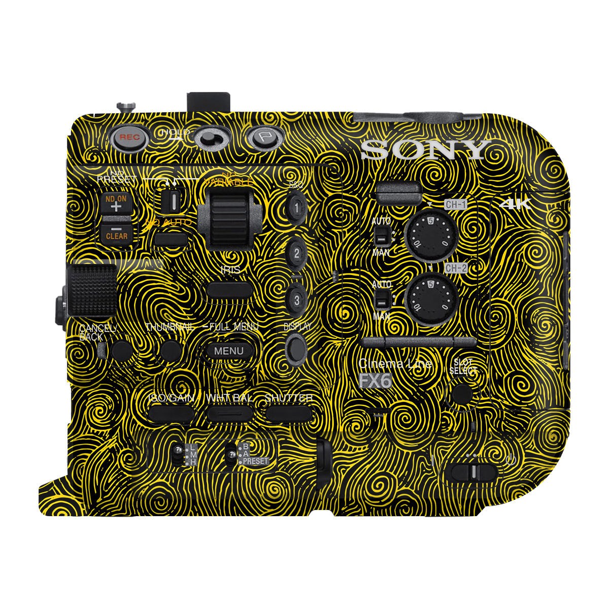 Yellow Spirals Sony FX6 Camera Skin