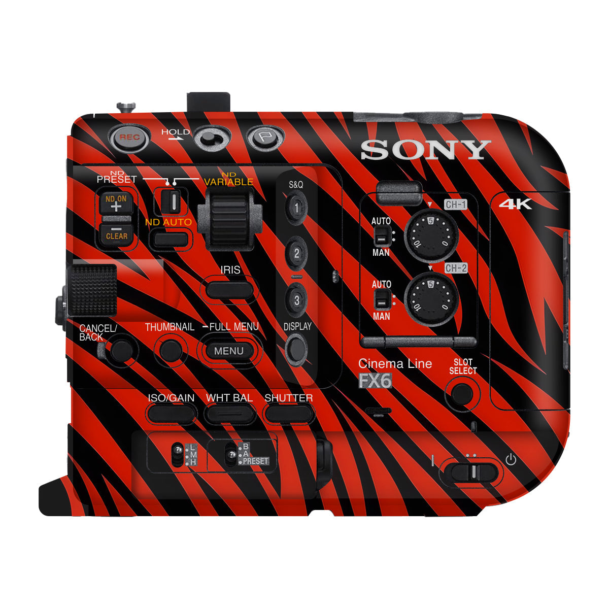 Red and Black Stripes Sony FX6 Camera Skin