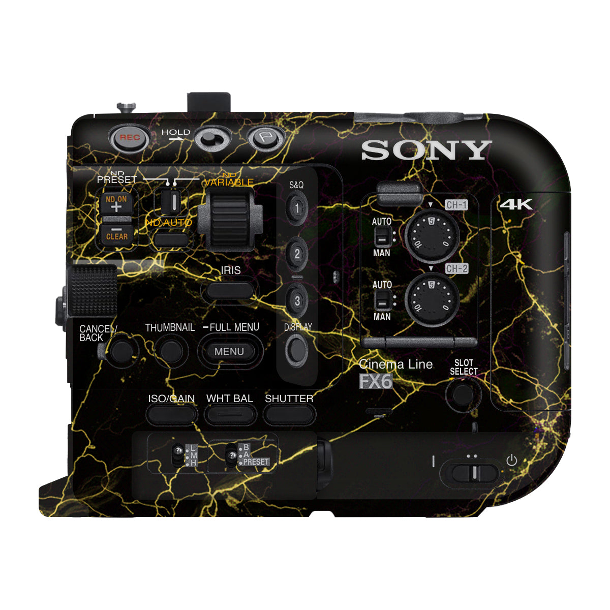 Electric Gold Veins Sony FX6 Camera Skin