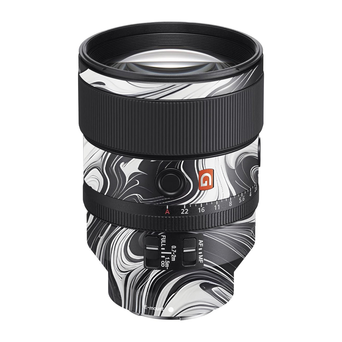 Black and White Marble Sony FE 135mm F/1.8 GM Camera Lens Skin