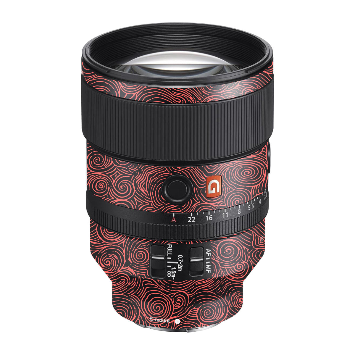 Red Spirals Sony FE 135mm F/1.8 GM Camera Lens Skin