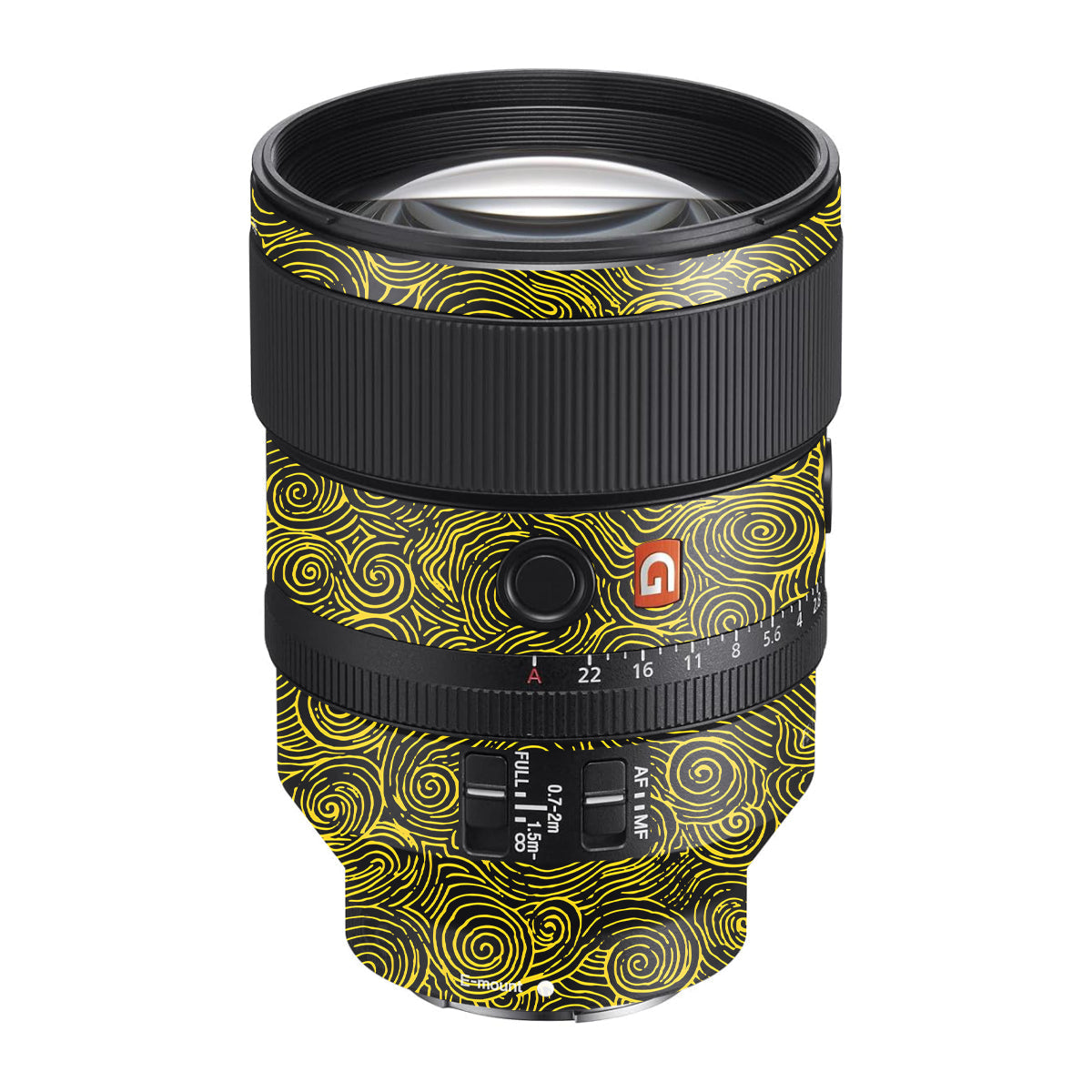 Yellow Spirals Sony FE 135mm F/1.8 GM Camera Lens Skin