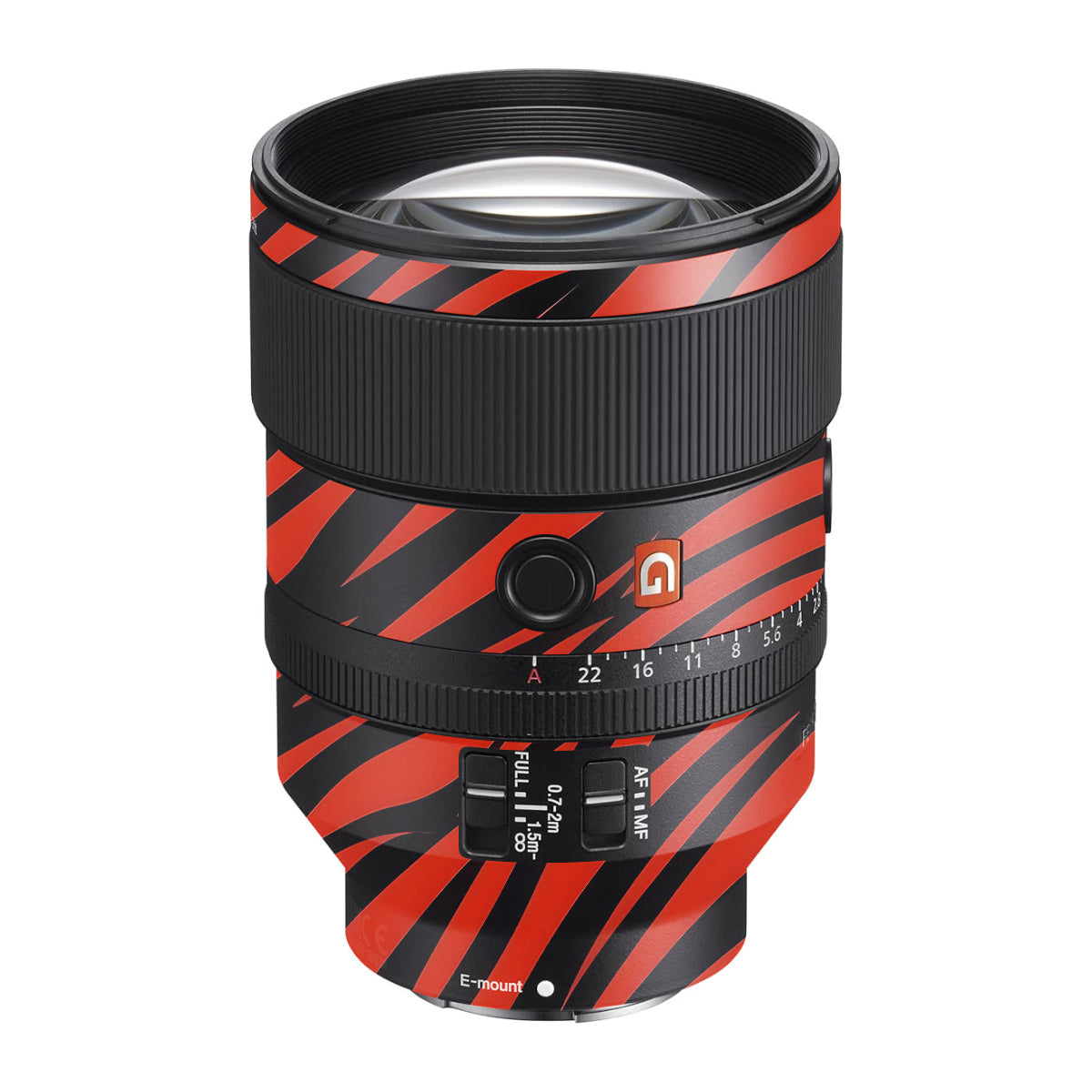 Red and Black Stripes Sony FE 135mm F/1.8 GM Camera Lens Skin