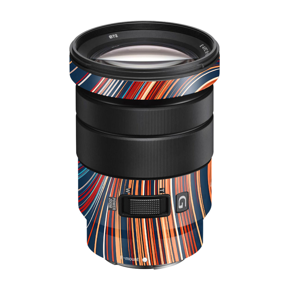 Retro Abstract Striped Swirl Sony E 18-105mm F/4 Camera Lens Skin