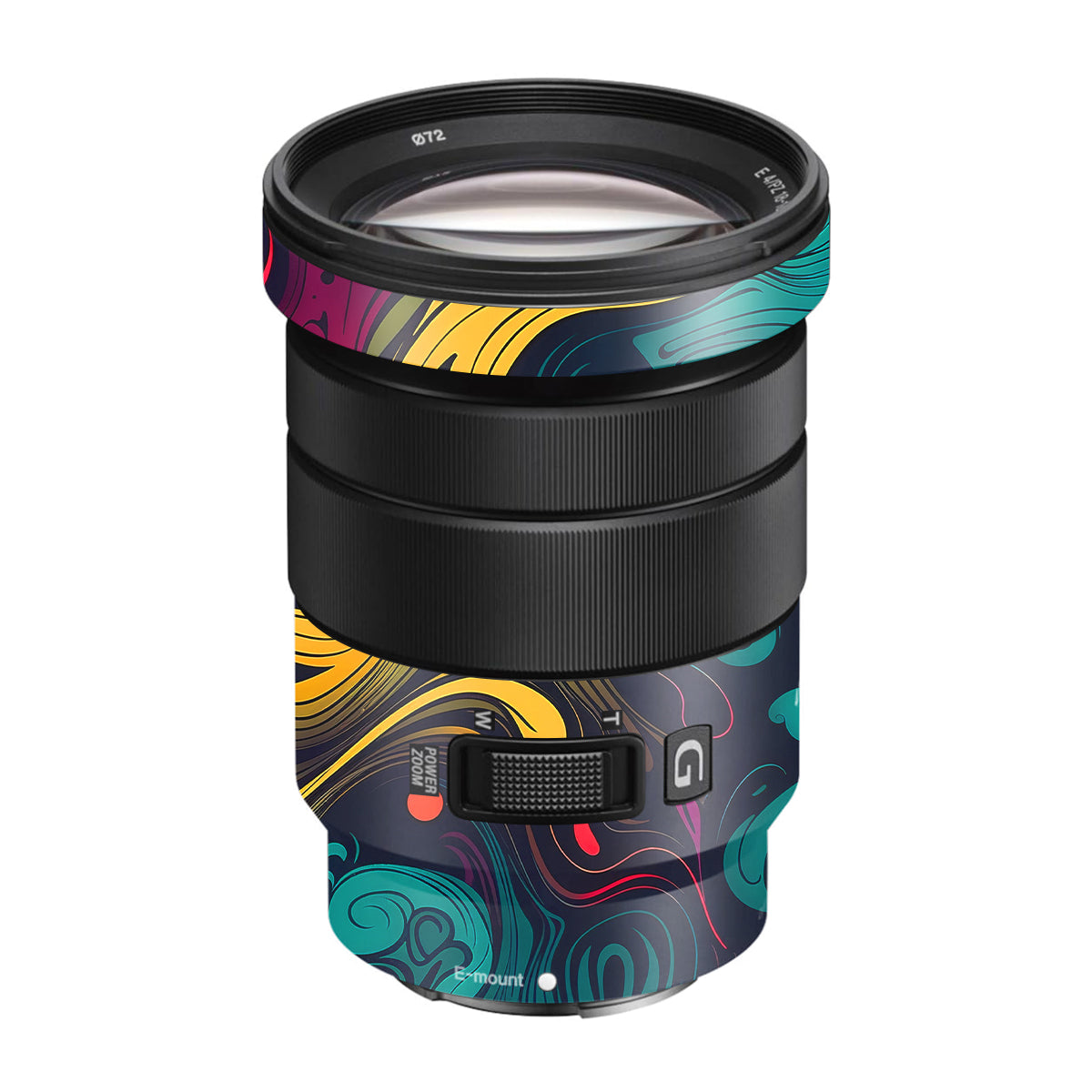 Psychedelic Color Swirl Sony E 18-105mm F/4 Camera Lens Skin
