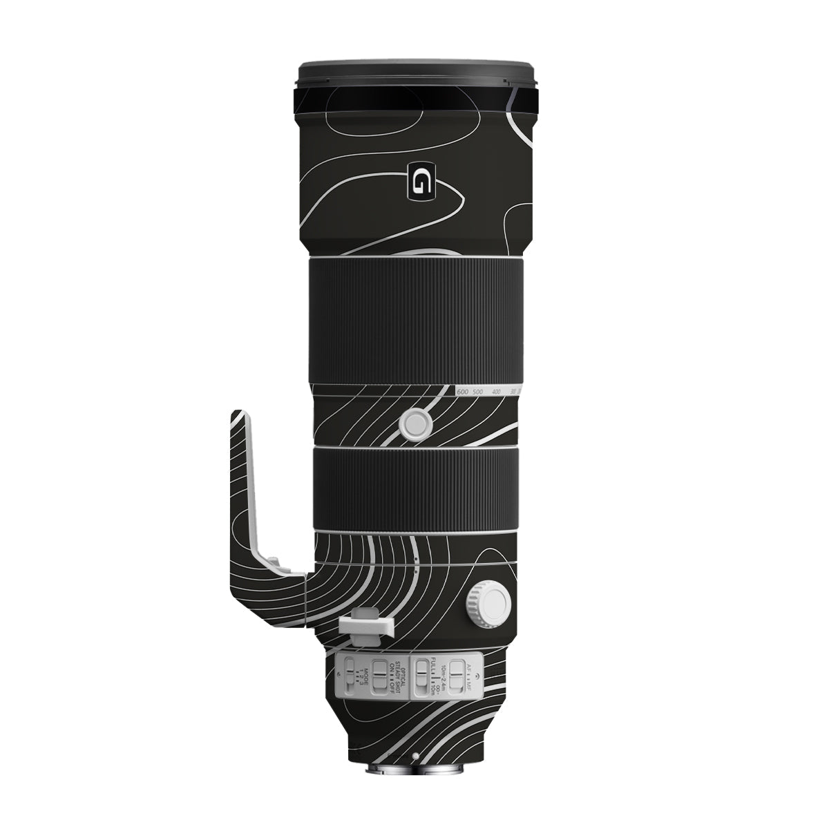 Grayscale Topographic Lines Sony FE 200-600mm F/5.6-6.3 G OSS Camera Lens Skin