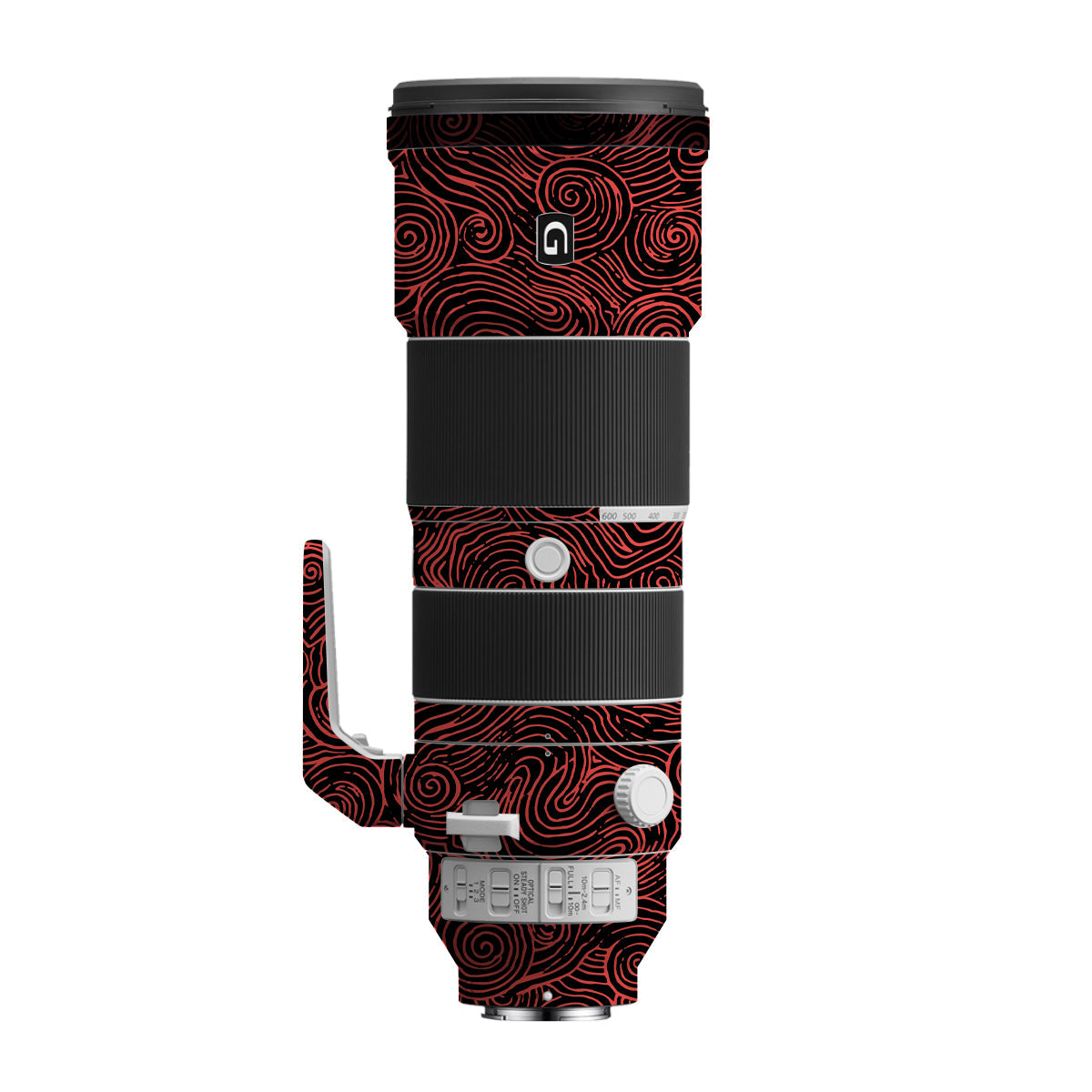 Red Spirals Sony FE 200-600mm F/5.6-6.3 G OSS Camera Lens Skin