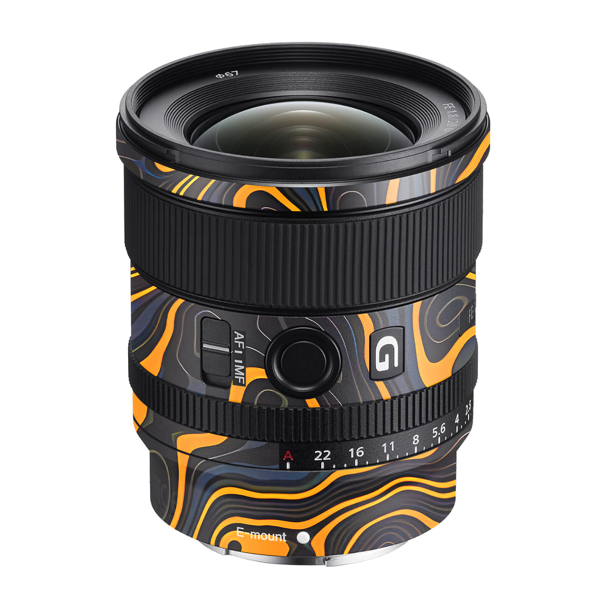 Amber Topographic Waves Sony FE 20mm F/1.8 G Camera Lens Skin