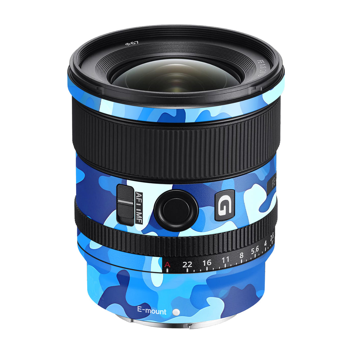 Arctic Blue Camo Pattern Sony FE 20mm F/1.8 G Camera Lens Skin