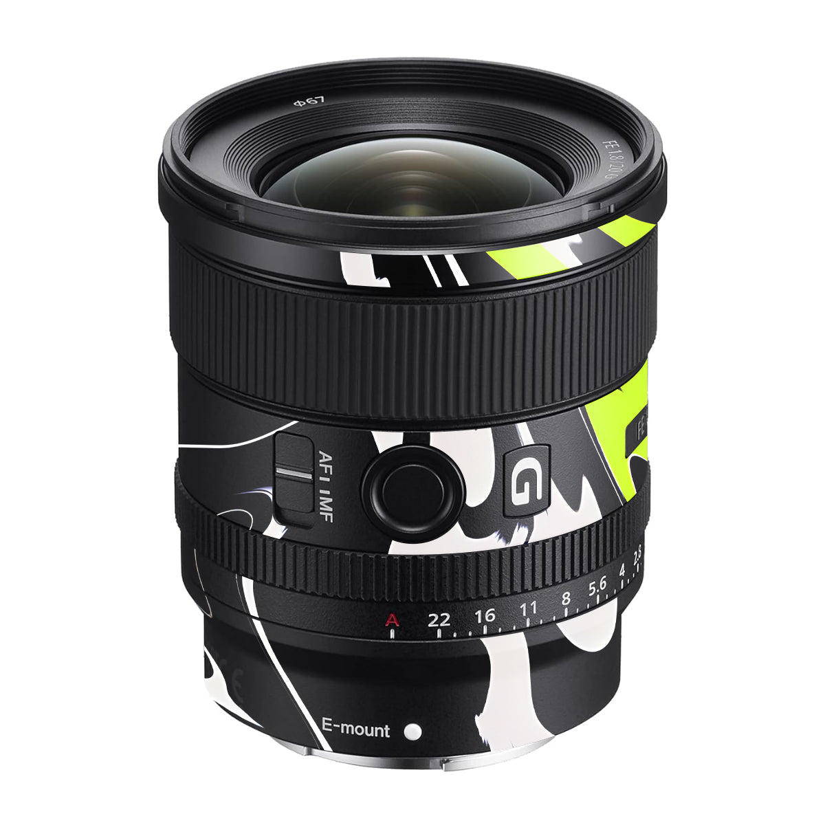 Neon Green and Black Pattern Sony FE 20mm F/1.8 G Camera Lens Skin