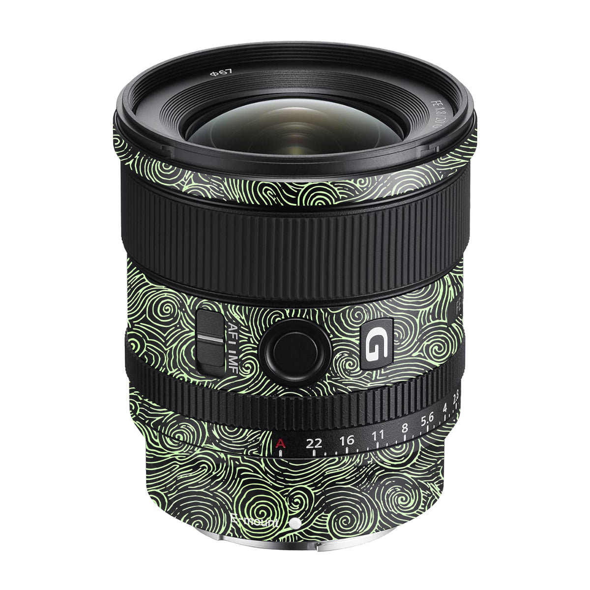Green Spirals Sony FE 20mm F/1.8 G Camera Lens Skin
