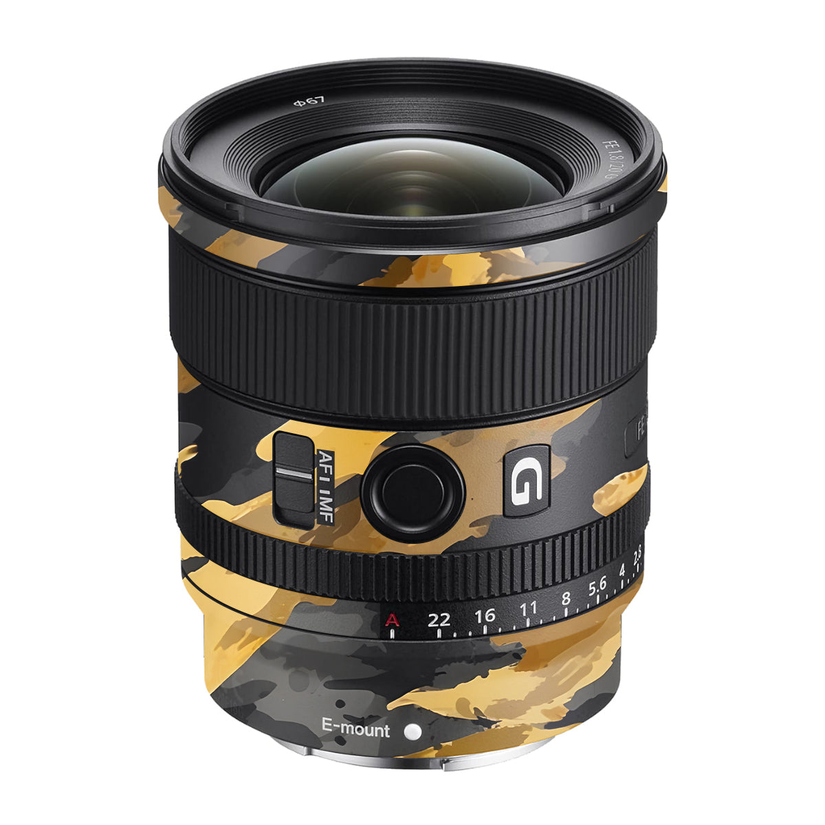 Camo Tiger Blend Sony FE 20mm F/1.8 G Camera Lens Skin