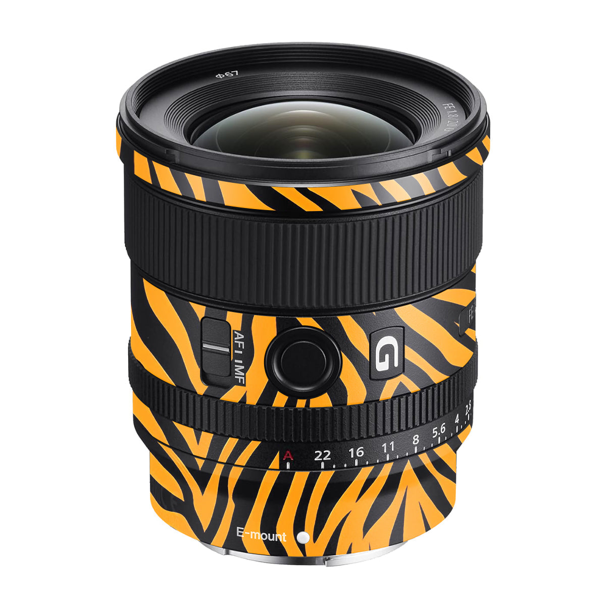 Zebra Gold Pattern Sony FE 20mm F/1.8 G Camera Lens Skin