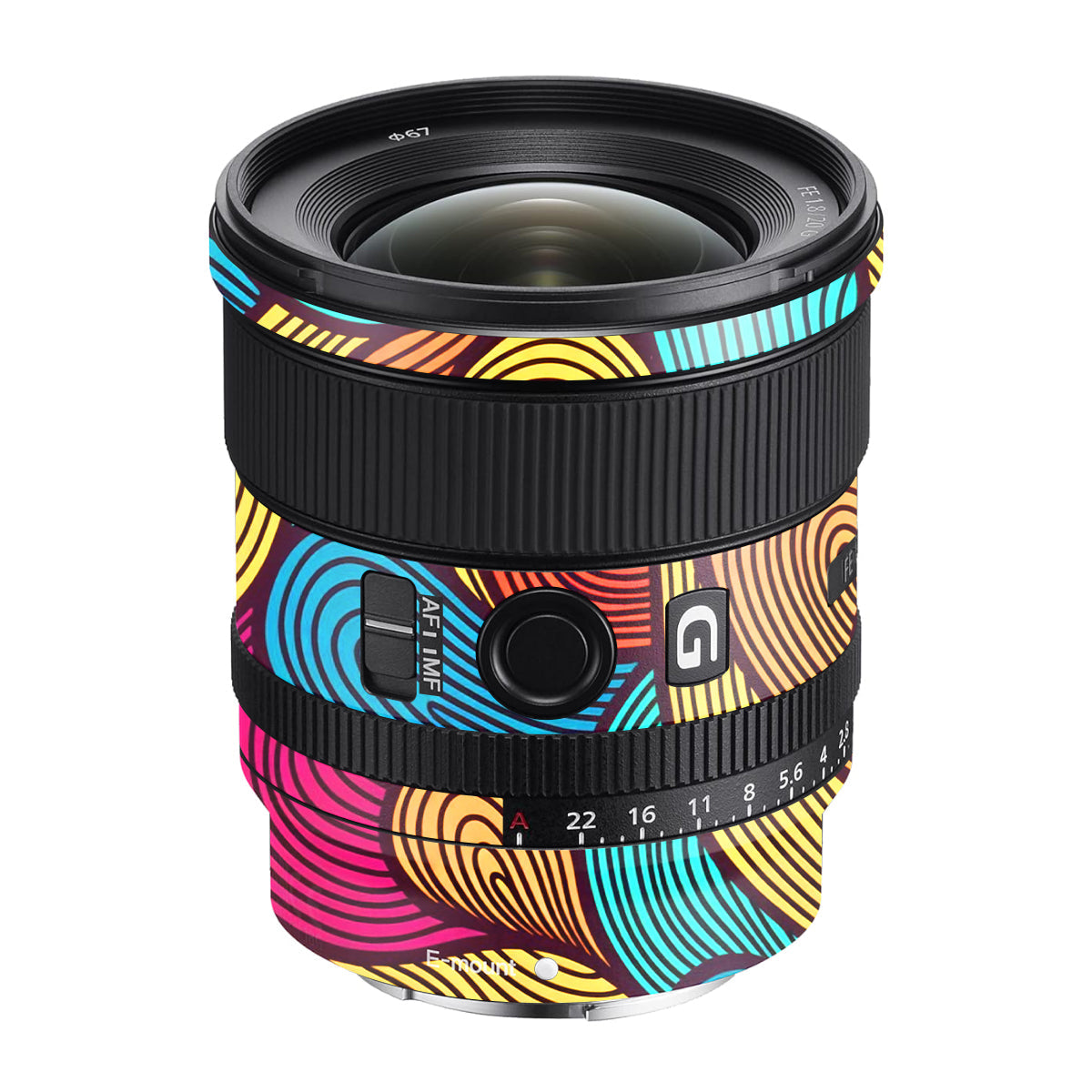 Retro Colorful Doodle Art Pattern Sony FE 20mm F/1.8 G Camera Lens Skin